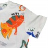 T-shirt Bianca con Fantasia Tropicale per Bambini