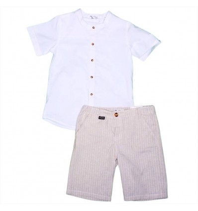 Completo per Bambino con Camicia Bianca e Pantaloncino Gessato