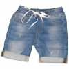 Bermuda in Jeans per bambino con Elastico Bianco e Strappi