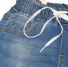 Bermuda in Jeans per bambino con Elastico Bianco e Strappi