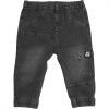 Pantaloni Jeans Neonato Grigio Scuro con Tasca 'BIG FOOT' e Vita Regolabile