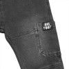 Pantaloni Jeans Neonato Grigio Scuro con Tasca 'BIG FOOT' e Vita Regolabile