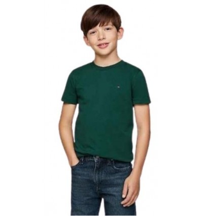 T-Shirt AESSENTIAL COTTON REG TEE SS VERDE Tommy Hilfiger nera