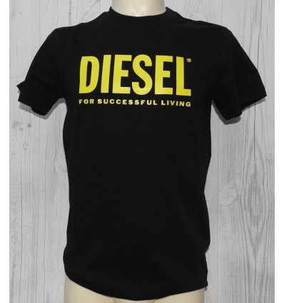 T-Shirt nera TjustLogo giallo 